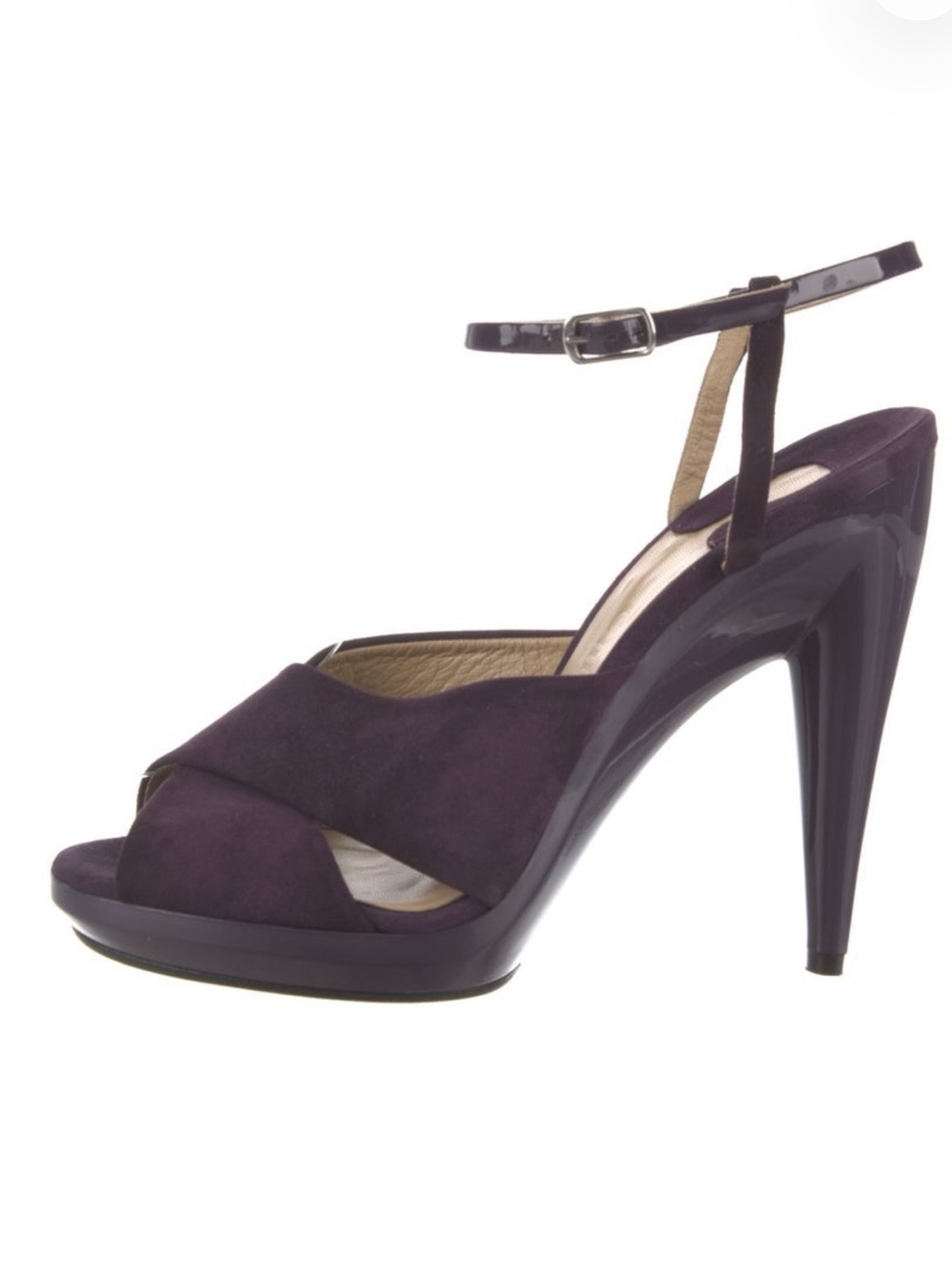 Chloe Purple Suede Platform Ankle-Strap Heels